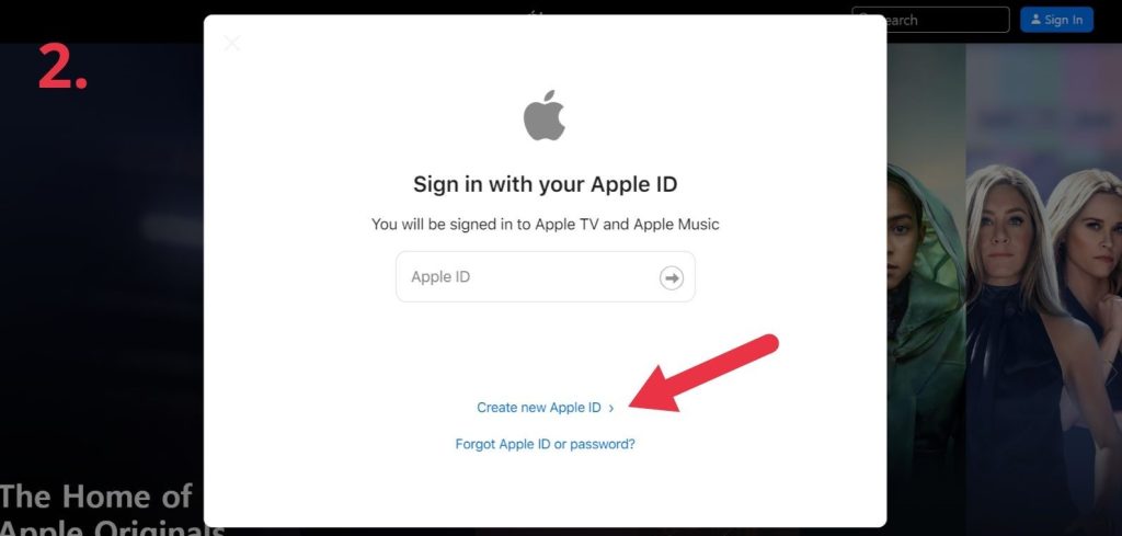 Registrace na streamovací službě Apple TV krok druhý