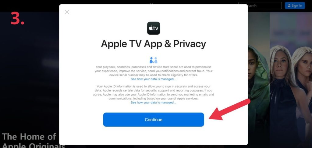 Registrace na streamovací službu Apple TV+ krok třetí